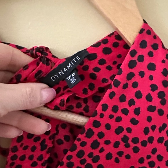 Red Polka Dot Dynamite Women's Top - Picture 3 of 3